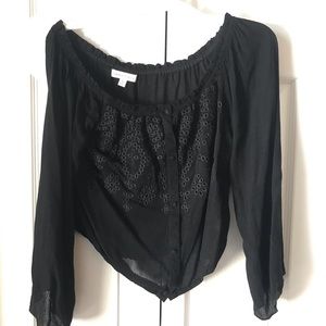 Black off the shoulder long sleeve top